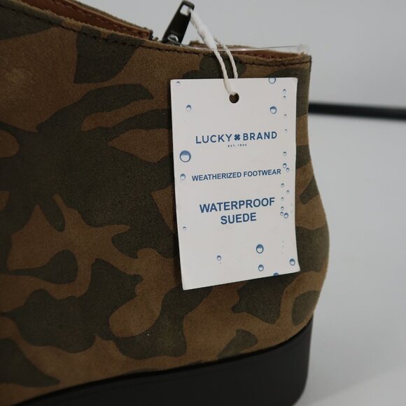 Lucky Brand Women's Camo Booties Side Zip Size 8 Waterproof Suede New with tags - Picture 2 of 10